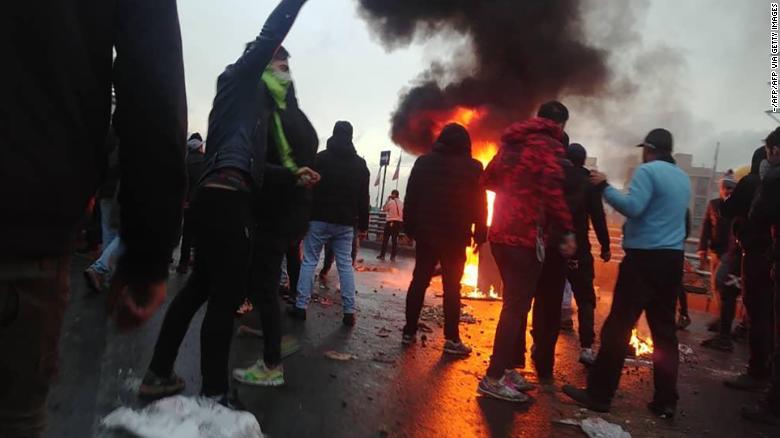 Protesters at a demonstration in Tehran on Saturday.