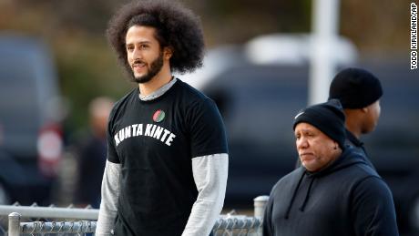 Free agent quarterback Colin Kaepernick arrives at a workout for NFL football scouts and media, Saturday, Nov. 16, 2019, in Riverdale, Ga. (AP Photo/Todd Kirkland)