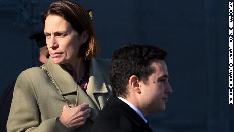 Fiona Hill, former deputy assistant to the President and Senior Director for Europe and Russia on the National Security Council staff, leaves after reviewing transcripts of her deposition at the US Capitol on November 4.