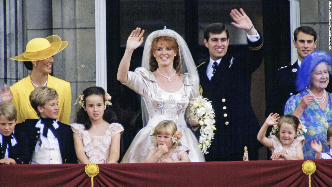 In July 1986, Prince Andrew married Sarah Ferguson. &lt;a href=&quot;https://www.cnn.com/2019/11/16/uk/prince-andrew-queen-jeffrey-epstein-scli-intl-gbr/index.html&quot; target=&quot;_blank&quot;&gt;They were the ultimate &quot;It&quot; couple&lt;/a&gt; of the late 1980s. Their wedding drew a TV audience of hundreds of millions.