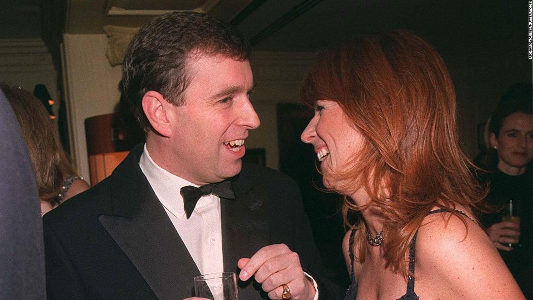 Prince Andrew attends a party with girlfriend Aurelia Cecil in 1999.