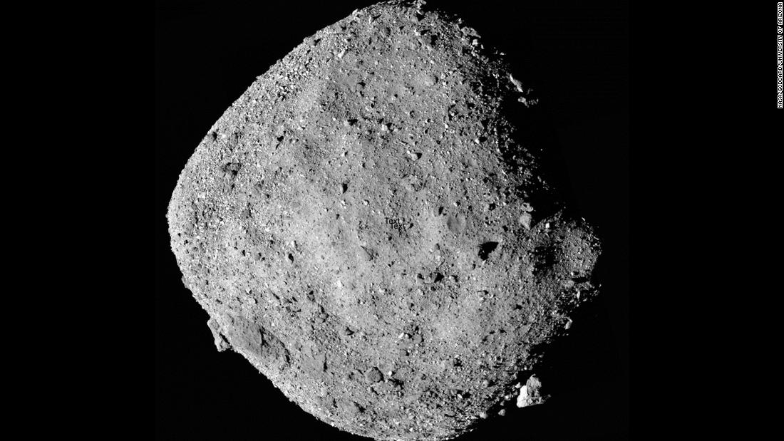 This mosaic image of Bennu is composed of 12 images collected by the OSIRIS-REx spacecraft from a range of 15 miles (24 kilometers).