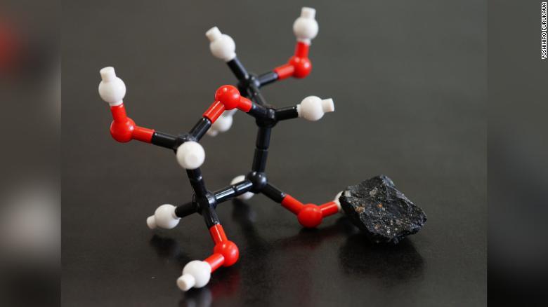 A model of the molecular structure of ribose, which was found in a meteorite.