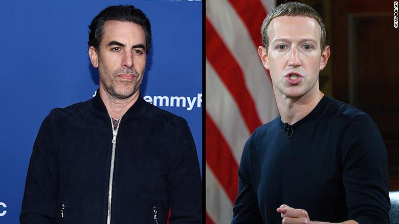 Sacha Baron Cohen blasts Mark Zuckerberg in award speech