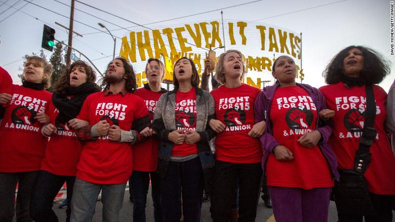 McDonald&#39;s workers strike during nationwide &#39;Fight for $15 Day of Disruption&#39; protests on November 29, 2016 in Los Angeles, California.