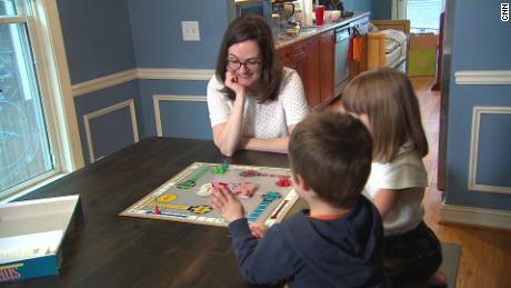 Kristen Nabers of Decatur, Georgia with her two children.