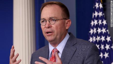 Acting White House Chief of Staff Mick Mulvaney answers questions during a briefing at the White House on October 17, 2019.