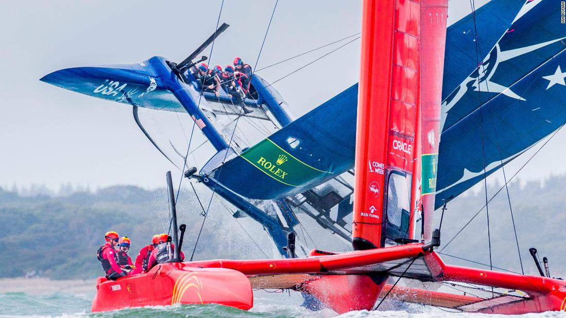 &lt;strong&gt;Ian Roman. &lt;/strong&gt;Team USA&#39;s SailGP boat slowly capsizes after bearing away around the first mark during an event in Cowes, UK.