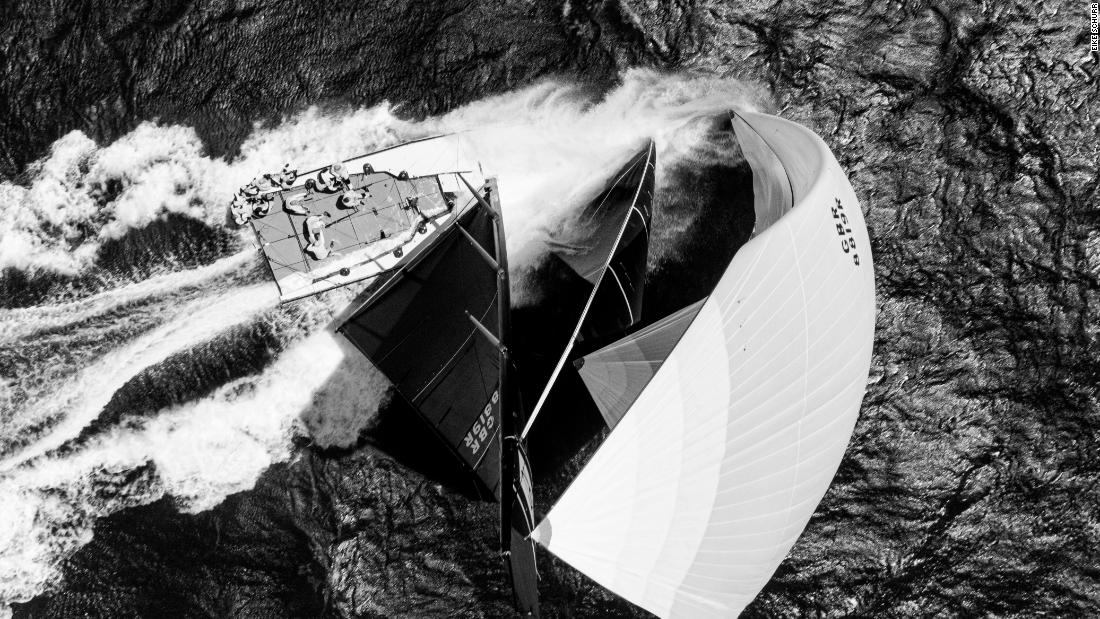&lt;strong&gt; 8. Eike Schurr. &lt;/strong&gt;British yacht Alegre blasts downwind during the Cascais 52 Super Series Sailing Week in Portugal, taken from a drone.