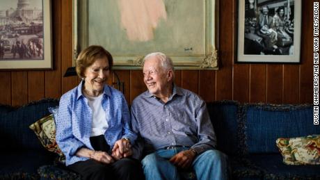 Former president Jimmy Carter and Rosalynn Carter, at home in Plains, Ga., Sept. 30, 2017. The 93-year-old says he would be willing to work with Donald Trump on a diplomatic trip to North Korea. When you think about it, it makes sense -- One of the basic premises of the Carter Center is that you should talk to dictators, writes Maureen Dowd. (Dustin Chambers/The New York Times)