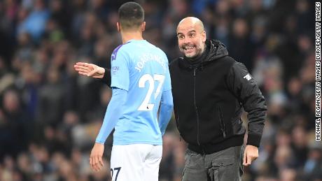 Pep Guardiola, manager of Manchester City, during a Premier League match against Chelsea.