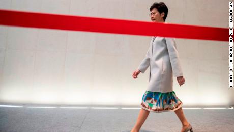 Hong Kong Chief Executive Carrie Lam arrives for a press conference in Hong Kong on November 26, 2019.