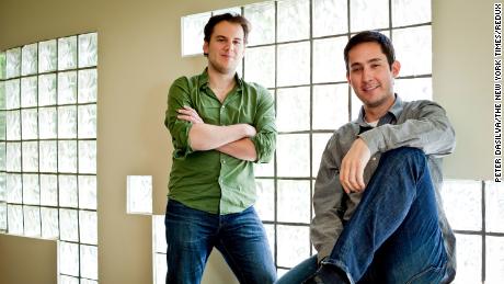 Instagram cofounders  Mike Krieger (left) and Kevin Systrom at their office in San Francisco in 2011. 