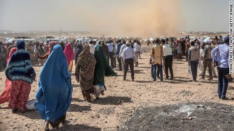 Internally-displaced people pictured in Sudan.