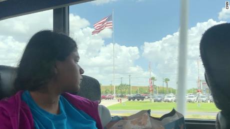 Deisi Arreces-Huitz aboard a Greyhound bus from Harlingen to McAllen, Texas on August 21, 2019