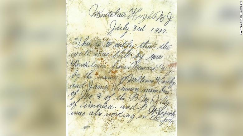 A closer view of the  letter found during renovations.