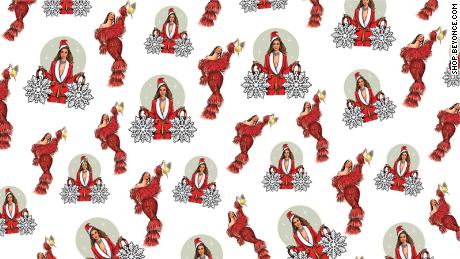 Wrapping paper featuring Bey from her new collection. 