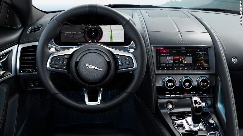 The new Jaguar F-Type has computer screen gauges.