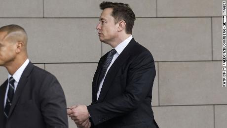 Elon Musk, chief executive officer of Tesla Inc., arrives at federal court in Los Angeles, California, U.S., on Tuesday, Dec. 3, 2019. Musk will have to go before a federal jury and defend calling a British caver a &quot;pedo guy.&quot; Photographer: