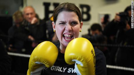 Jo Swinson campaigned at a boxing gym for young people in November.