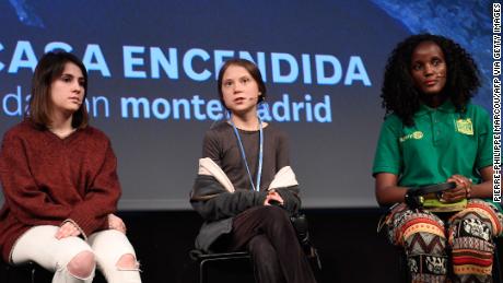 Swedish climate activist Greta Thunberg speaks in Madrid on December 6.