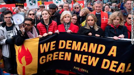 Fonda marched with fellow actresses Taylor Schilling and Kyra Sedgwick during the rally.