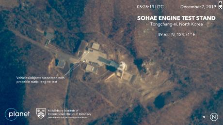 Commercial satellite images of a site in North Korea before a suspected engine test may have recently occurred.