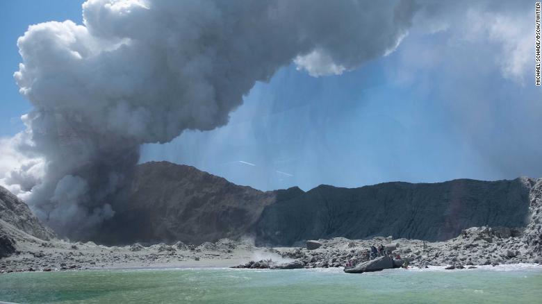 A view of the eruption from the sea.