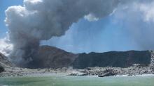 A view of the eruption from the sea.