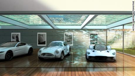 A rendering of an in-home car gallery, as imagined by designers at Aston Martin.