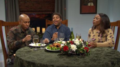 Cris Redd, Kenan Thompson and Ego Nwodim play a family in Atlanta on &quot;SNL.&quot;
