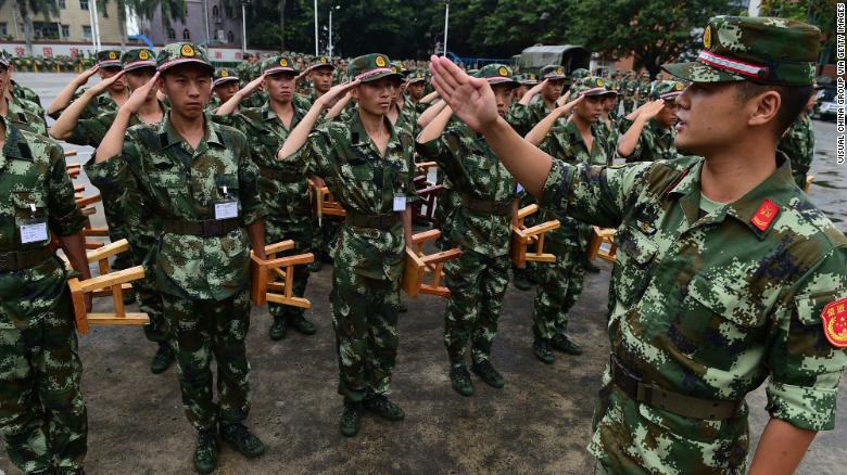 New recruits of Chinese People's Armed Police Force, which is controlled by the People's Liberation Army, received training in Shenzhen.
 