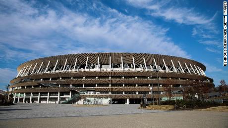 The National Stadium, venue for the Tokyo Olympic Games is seen during a media tour following the the stadium&#39;s completion on December 15, 2019. 