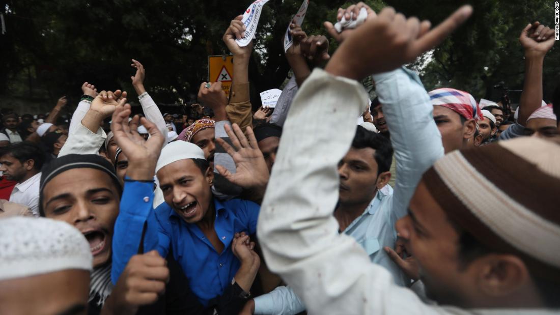 Indian Muslims demonstrate against the bill in New Delhi on December 13.