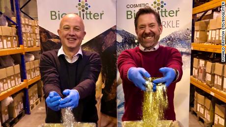 Stephen Cotton [right], commercial director, and Andrew Thompson, a technical director with Ronald Britton Ltd., the creator of Bioglitter. 