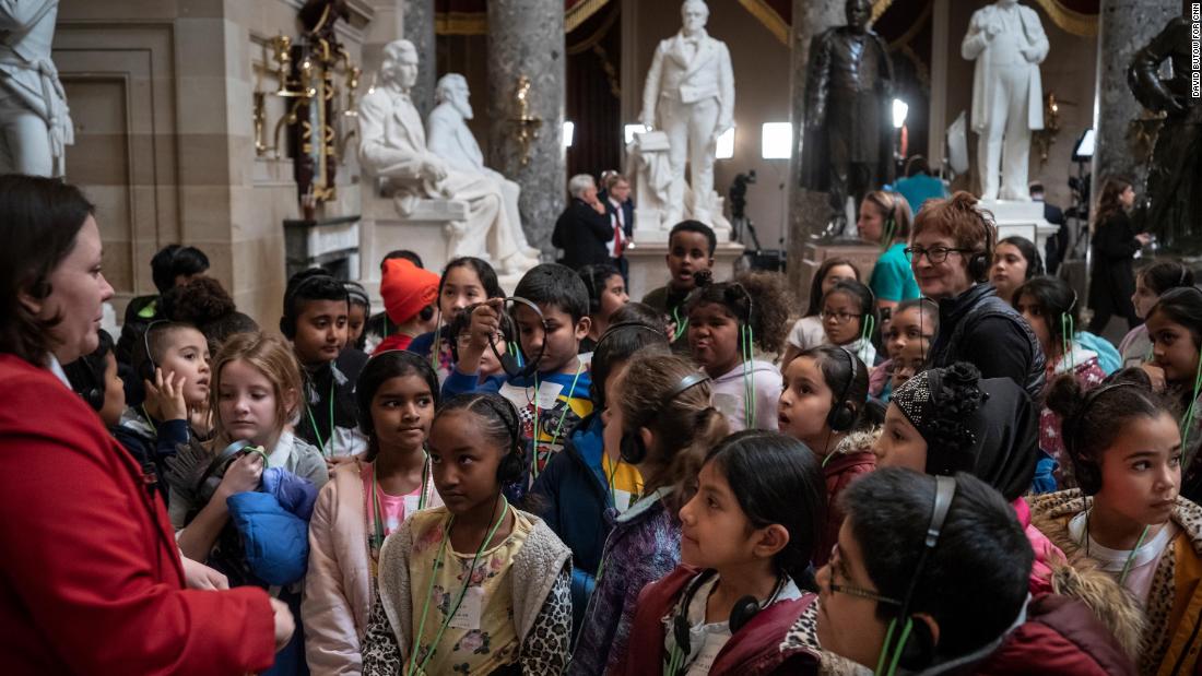 A group of children tours the Capitol on Wednesday.