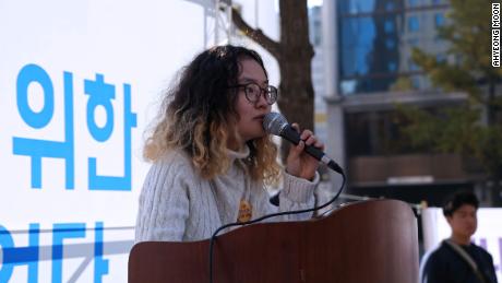 Jihye Yang, 22, is one of the leading young feminist activists in South Korea.