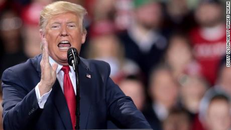 President Donald Trump during a Merry Christmas Rally at the Kellogg Arena on December 18, 2019 in Battle Creek, Michigan. 