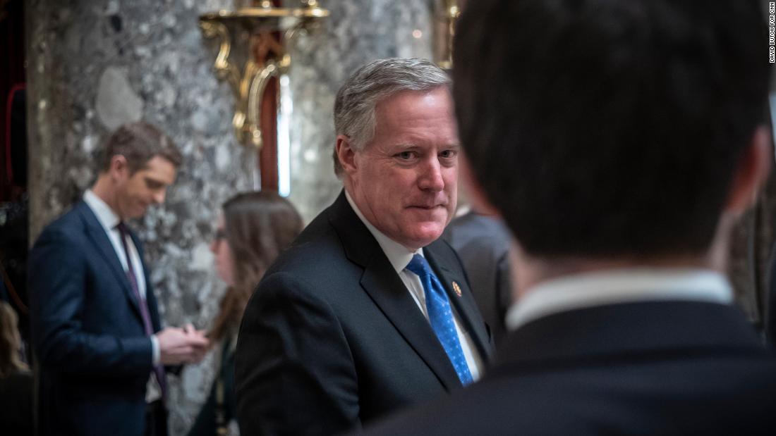 US Rep. Mark Meadows, a Republican from North Carolina, is seen in Statuary Hall on Wednesday.