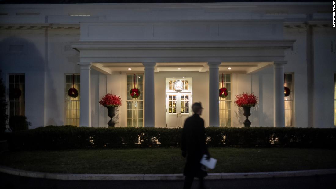 A view of the West Wing of the White House on Wednesday night.