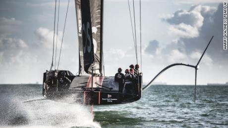 INEOS Team UK tests its AC75 &quot;Britannia&quot; on the waters of the Solent in southern England. 