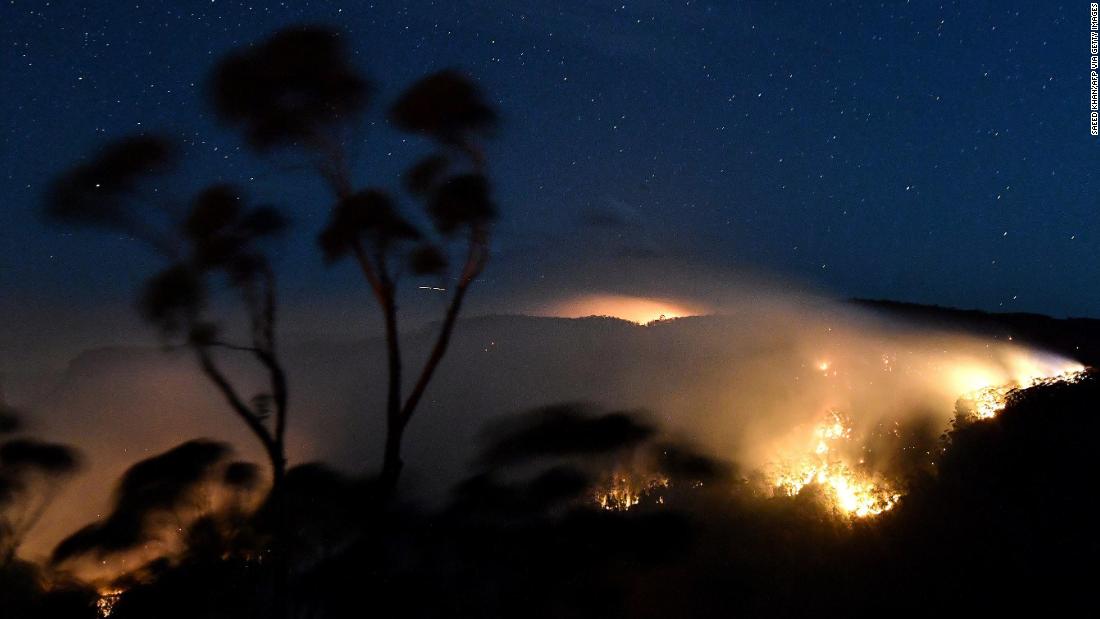 A bushfire burns out of control in the Blue Mountains of New South Wales on December 2,