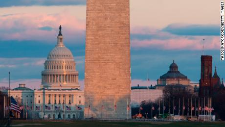 WASHINGTON, DC - DECEMBER 22: The sun sets near the US Capitol on December 22, 2018 in Washington, DC. A partial Government shutdown began at midnight as Democrats refused to agree with President Donald Trump&#39;s demands for five billion dollars to go towards building a wall on the U.S. southern border. Most of the National Mall sights remain open as of today. (Photo by Tasos Katopodis/Getty Images)