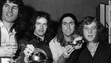 Slade in 1974. From left to right: Don Powell, Jimmy Lea, Dave Hill and Noddy Holder. 