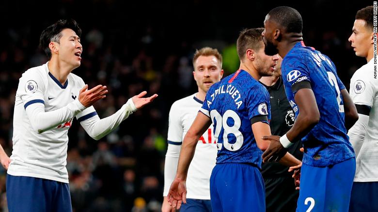 Rudiger (right) was involved in an incident that resulted in Son (left) being sent off.