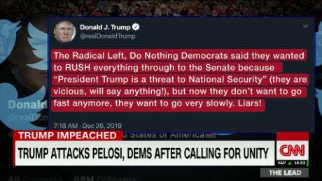 Trump attacks Pelosi, Dems after calling for unity