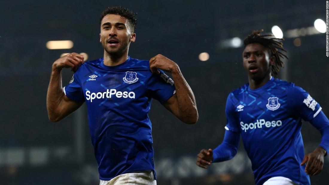 Dominic Calvert-Lewin celebrates his winning goal for Everton in the 1-0 home victory over Crystal Palace in Carlo Ancelotti&#39;s first game in charge.