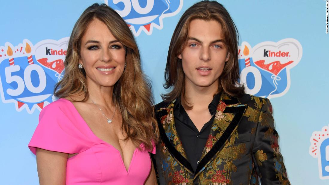 Actress Elizabeth Hurley twins with her son Damian on Christmas Day