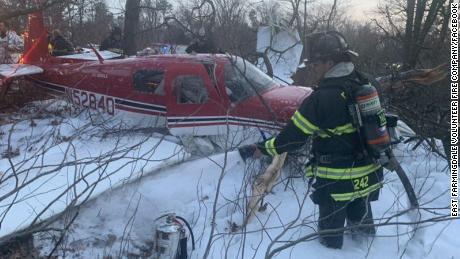 A small plane crashed in East Farmingdale, Long Island, Saturday, December 28, 2019.