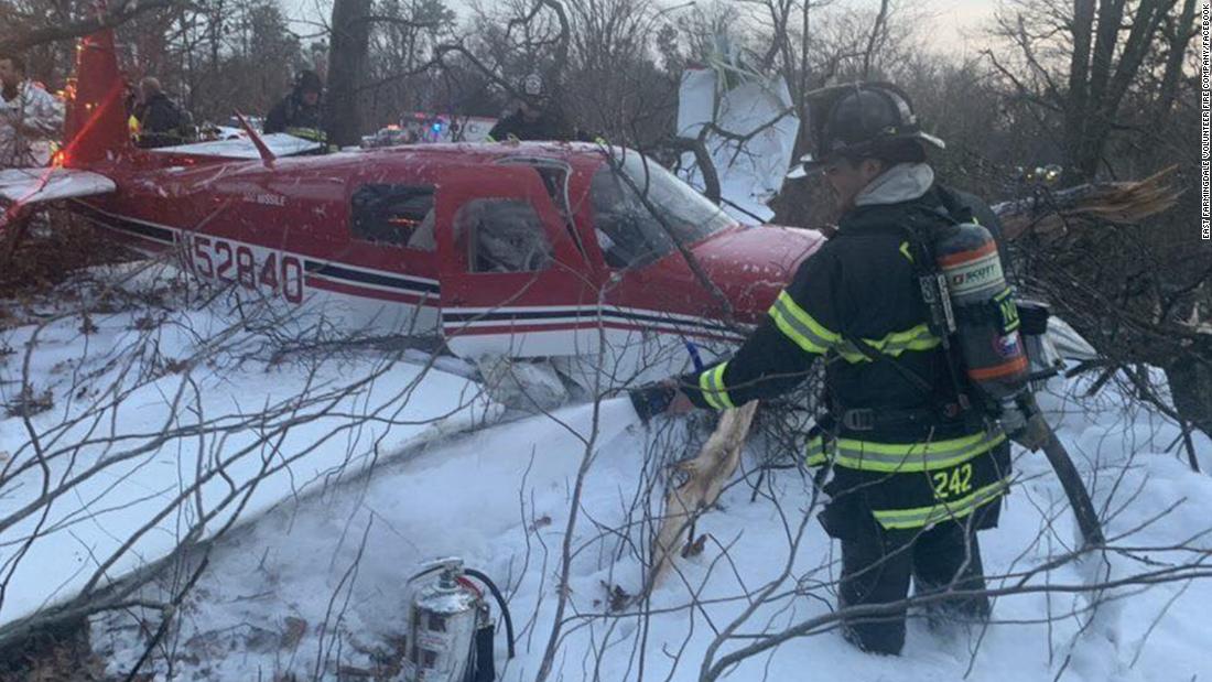 A plane crashed in the woods of Long Island, the pilot was the only one